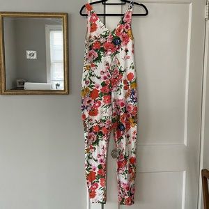 Vintage express tricot floral cotton unitard one piece